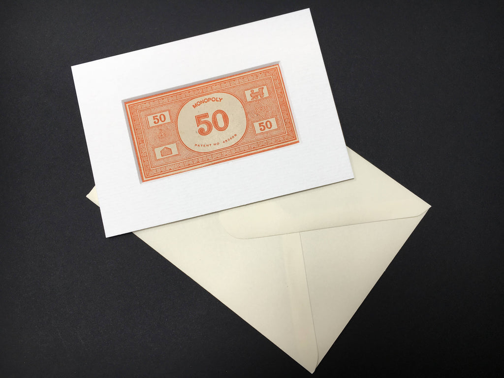 Vintage Monopoly Card - Hand Made £50/$50