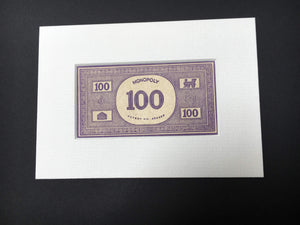 Vintage Monopoly Card - Hand Made £100/$100